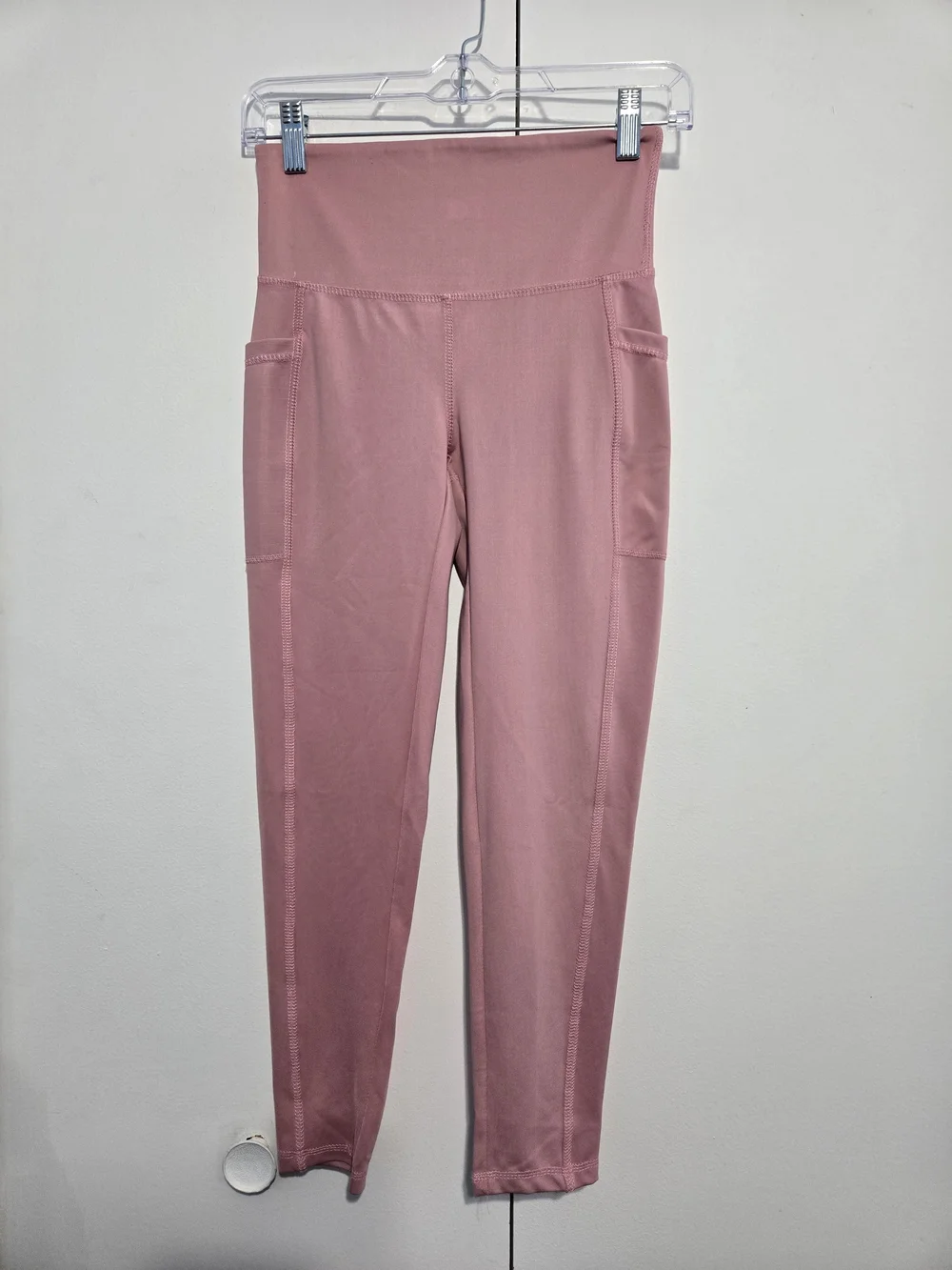 Champion Small Pink Leggings High Rise Side Pocket Stretch Workout Yoga Pants